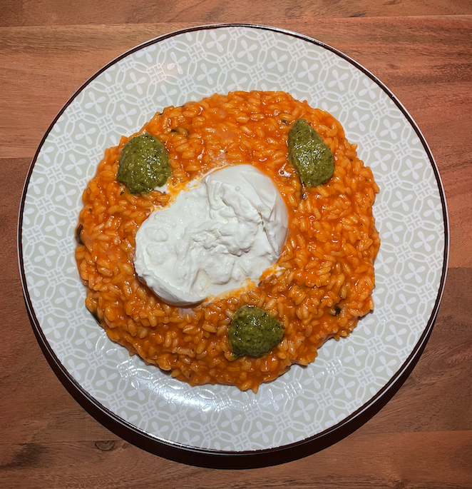 Risotto with Tomato Sauce and Burrata