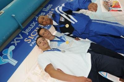 Award ceremony for the  100m breaststroke