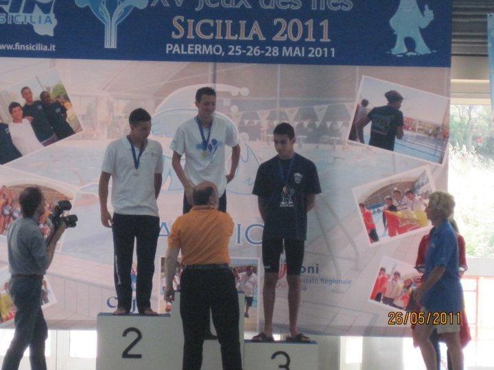 Award ceremony for the 50m breaststroke